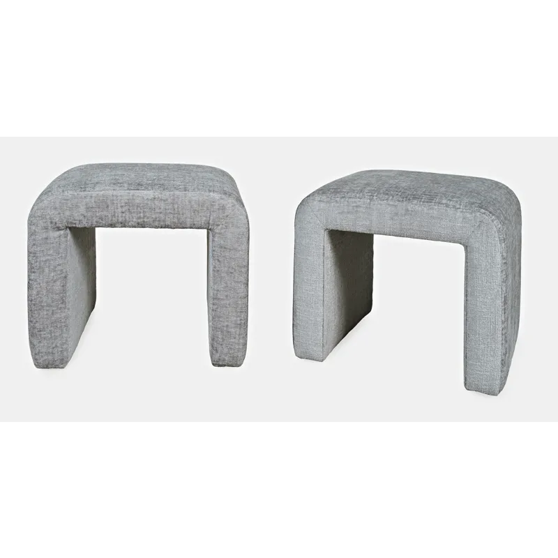 Sophia Modern Luxury Curved Upholstered Waterfall Jacquard Petite Ottoman Bench Set Of 2