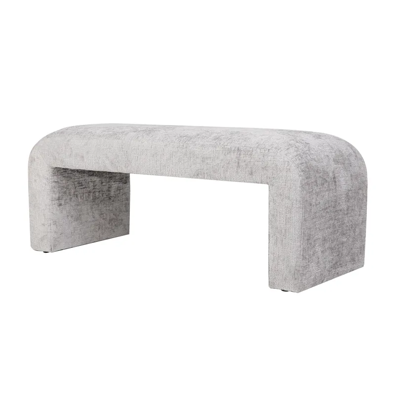 Sophia Modern Luxury Curved Upholstered Waterfall Jacquard Bench Small