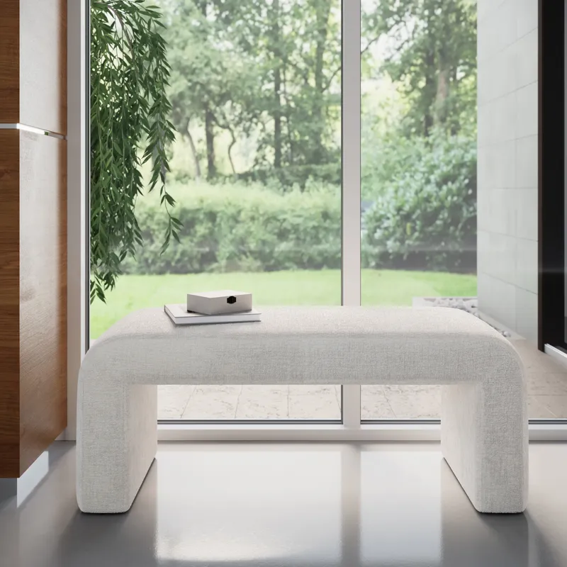 Sophia Modern Luxury Curved Upholstered Waterfall Jacquard Bench Small