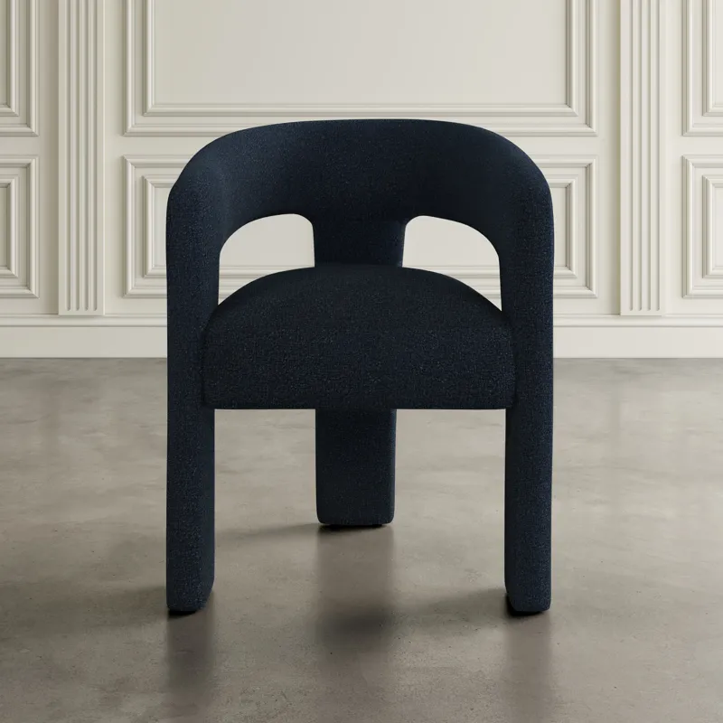 Sven Modern Contemporary Upholstered Three-Leg Curved Back Dining Chair