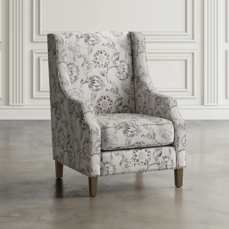 Westbrook Paisley Fabric Transitional Upholstered Accent Chair With Nailhead Trim