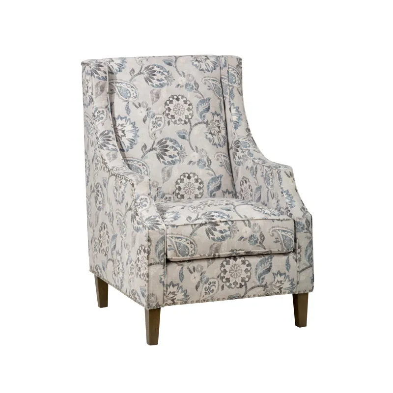 Westbrook Paisley Fabric Transitional Upholstered Accent Chair With Nailhead Trim