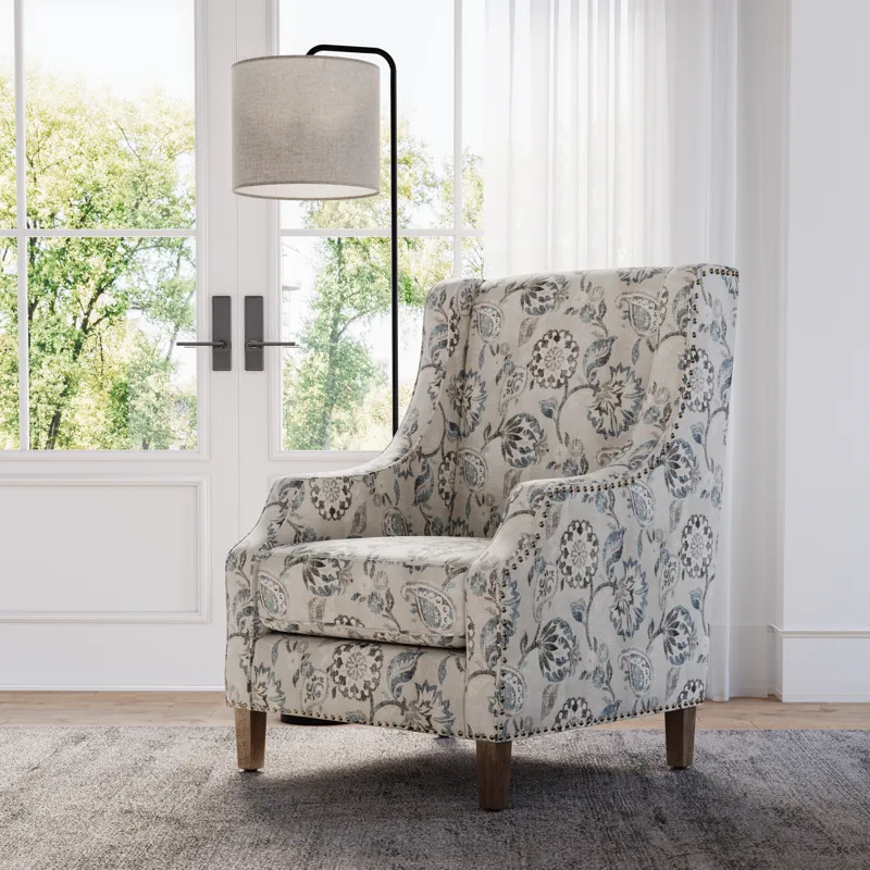 Westbrook Paisley Fabric Transitional Upholstered Accent Chair With Nailhead Trim