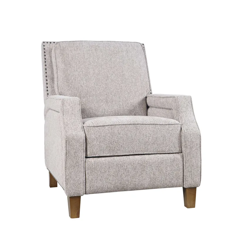 York Modern Transitional Linen Upholstered Recliner Accent Chair With Nailhead Trim