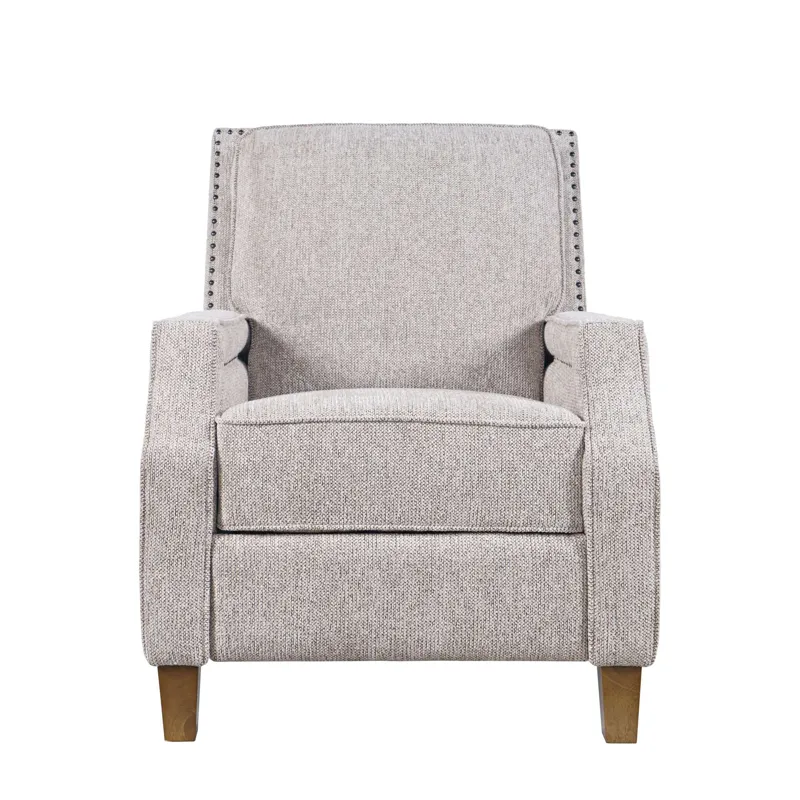 York Modern Transitional Linen Upholstered Recliner Accent Chair With Nailhead Trim