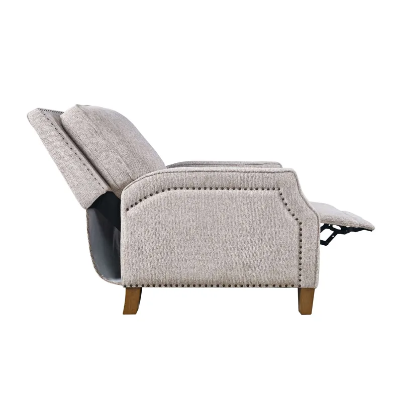 York Modern Transitional Linen Upholstered Recliner Accent Chair With Nailhead Trim