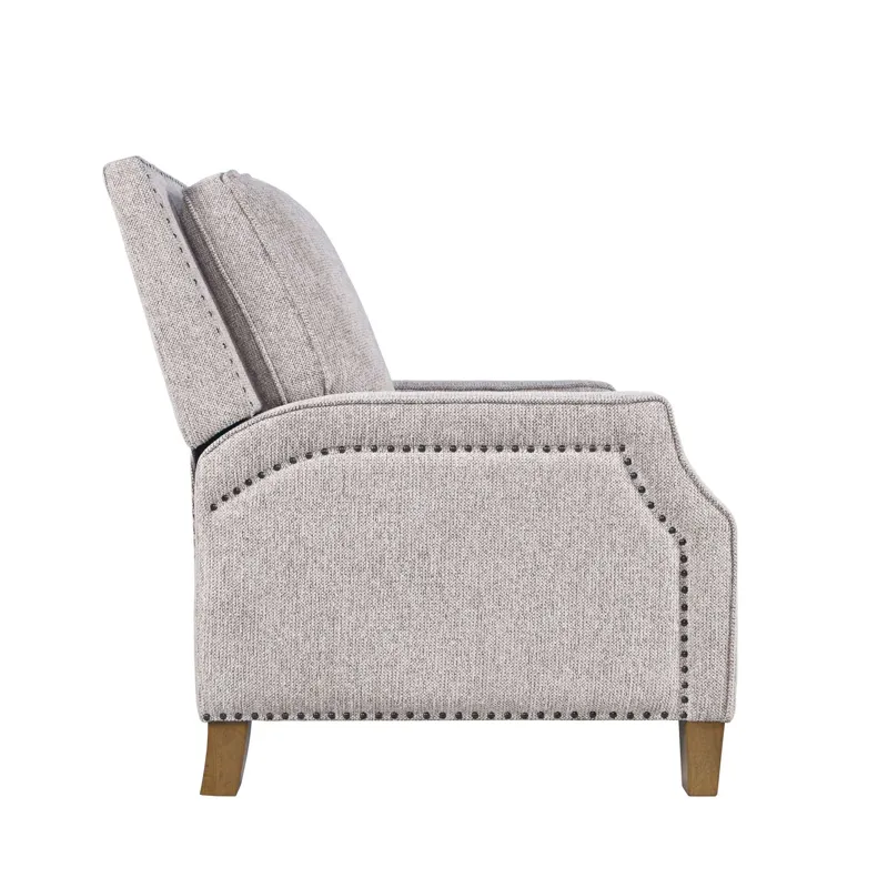 York Modern Transitional Linen Upholstered Recliner Accent Chair With Nailhead Trim