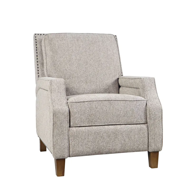 York Modern Transitional Linen Upholstered Recliner Accent Chair With Nailhead Trim
