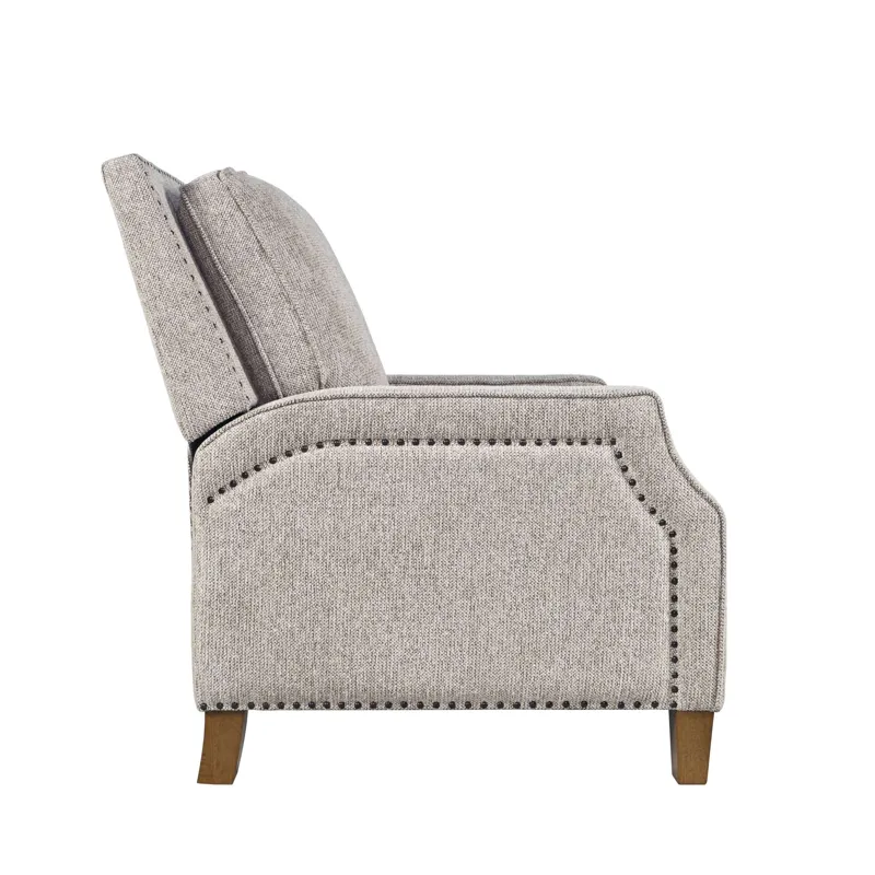 York Modern Transitional Linen Upholstered Recliner Accent Chair With Nailhead Trim