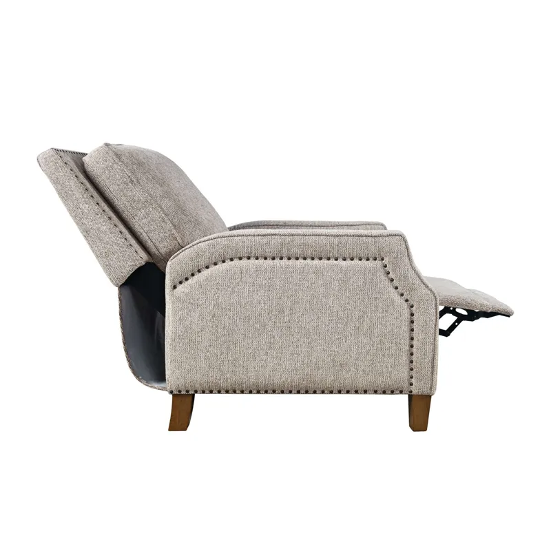 York Modern Transitional Linen Upholstered Recliner Accent Chair With Nailhead Trim