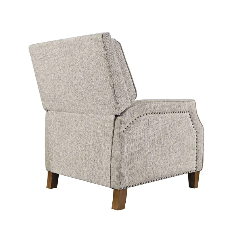 York Modern Transitional Linen Upholstered Recliner Accent Chair With Nailhead Trim