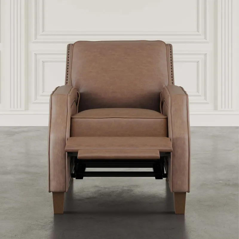 York Push Back Upholstered Recliner Accent Chair With Nailhead Trim