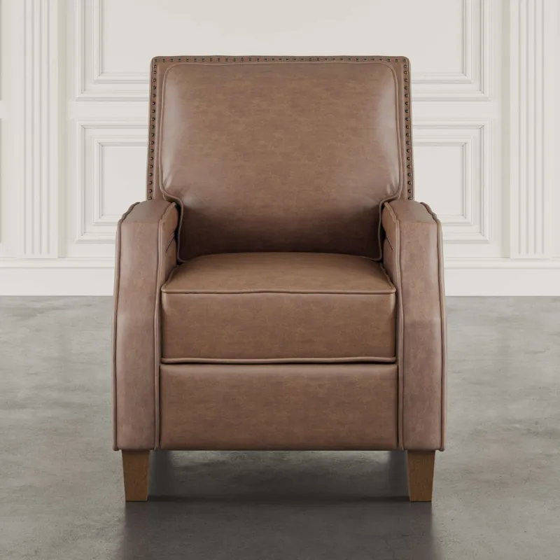 York Push Back Upholstered Recliner Accent Chair With Nailhead Trim