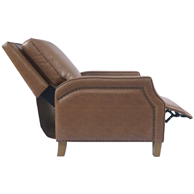 York Push Back Upholstered Recliner Accent Chair With Nailhead Trim