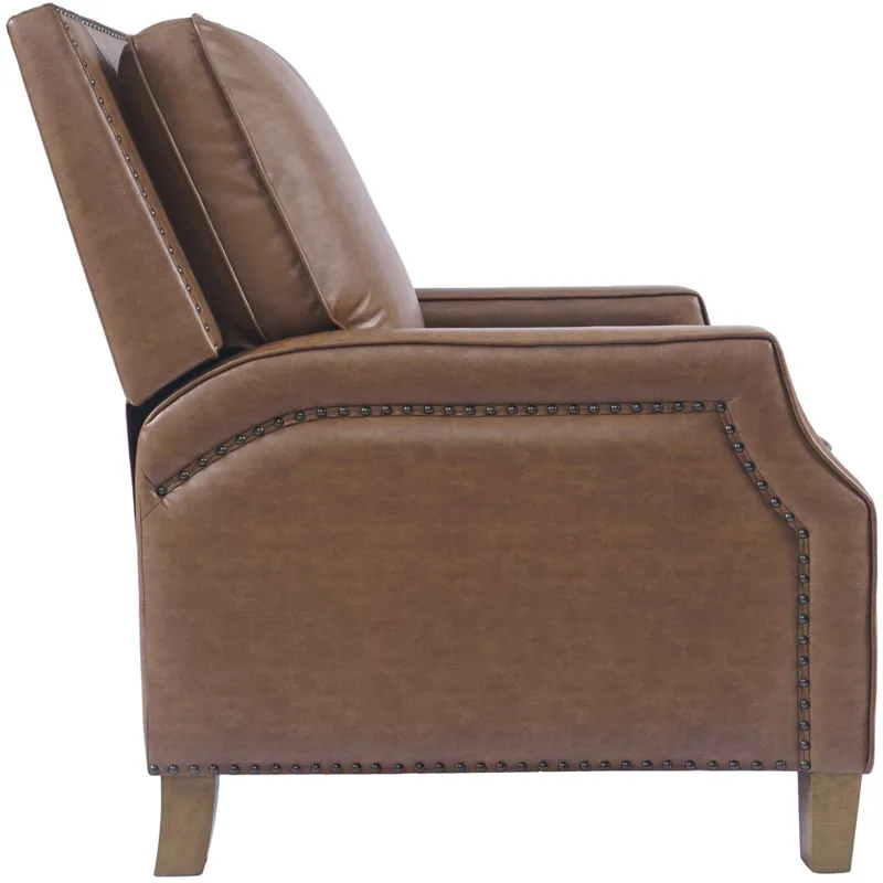 York Push Back Upholstered Recliner Accent Chair With Nailhead Trim