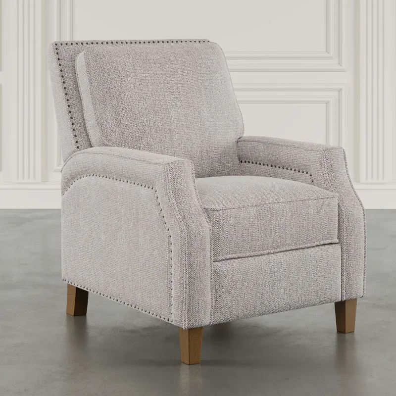 York Modern Transitional Linen Upholstered Recliner Accent Chair With Nailhead Trim