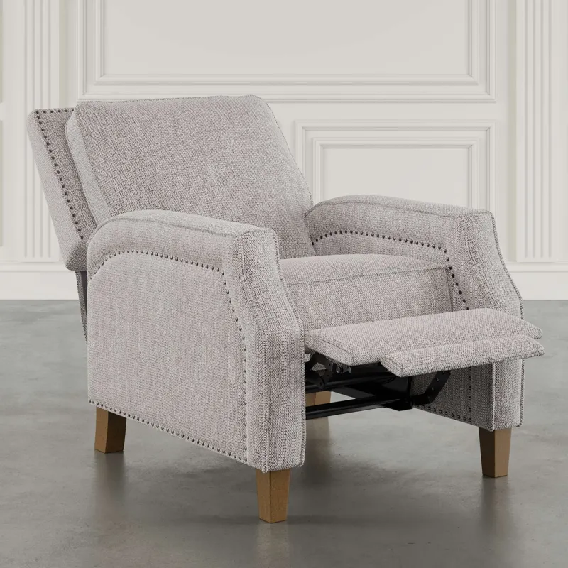 York Modern Transitional Linen Upholstered Recliner Accent Chair With Nailhead Trim
