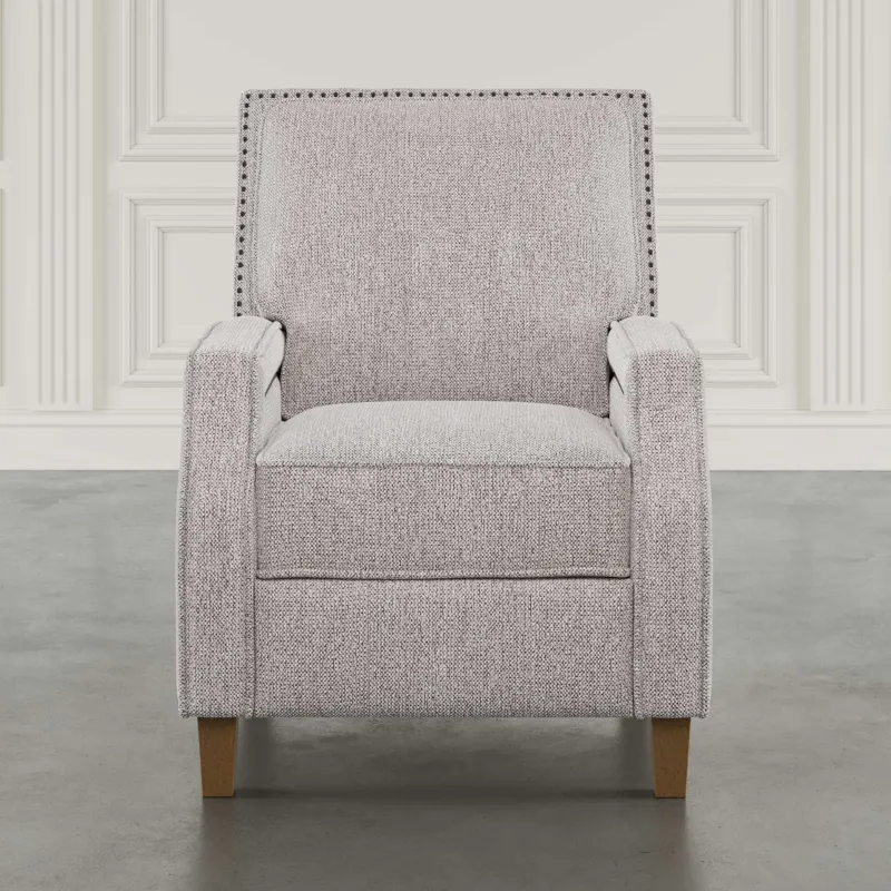 York Modern Transitional Linen Upholstered Recliner Accent Chair With Nailhead Trim
