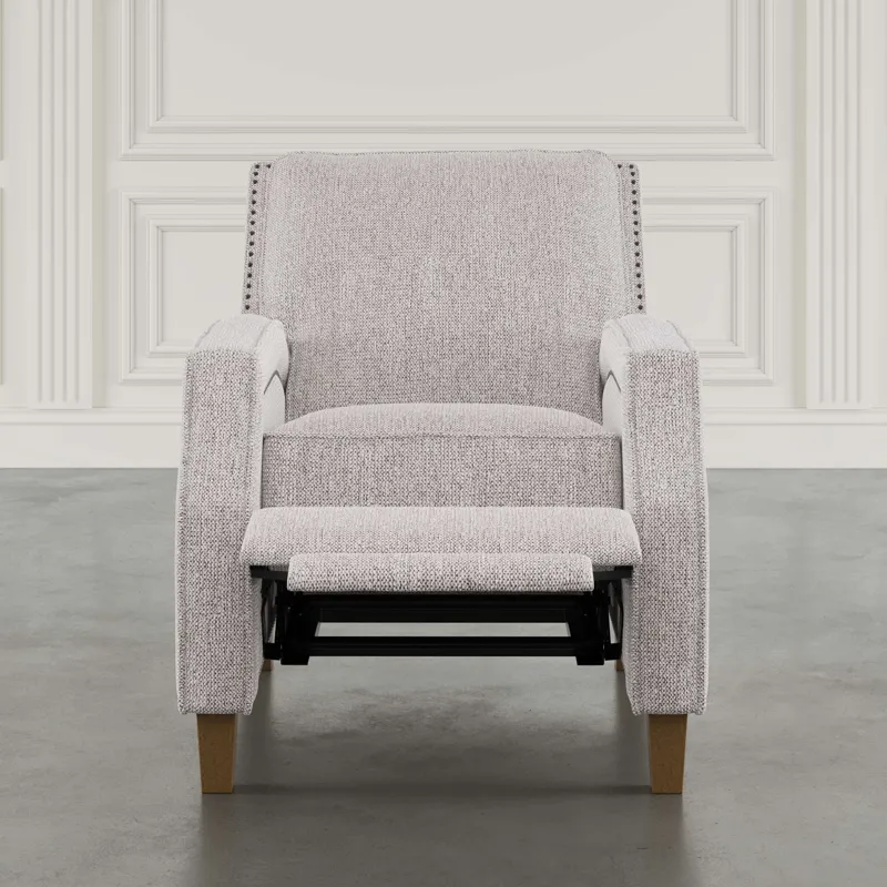 York Modern Transitional Linen Upholstered Recliner Accent Chair With Nailhead Trim