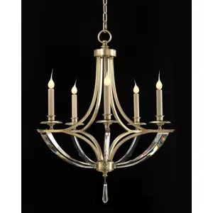 X Five Light Bent Crystal Chandelier