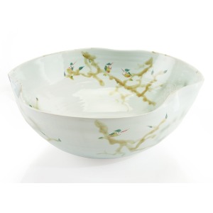 X Curled Rim Ex Lg Bowl In Greens