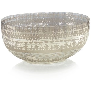 7X15.5X10.5 Lg Etched Mercury Glass Bowl