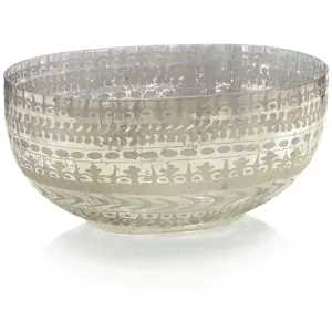 7X15.5X10.5 Lg Etched Mercury Glass Bowl