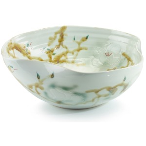 X Curled Rim Lg Bowl In Greens