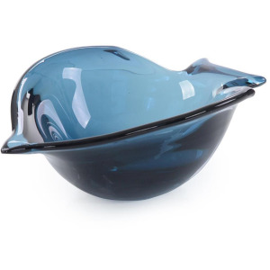 Handblown Abstract Sapphire Glass Bowl II