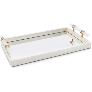 Mirrored Tray With Alabaster Handles