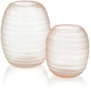Translucent Pink Glass Vases - Set of Two