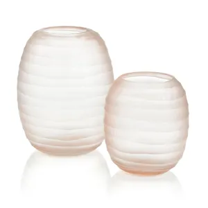 Translucent Pink Glass Vases - Set of Two