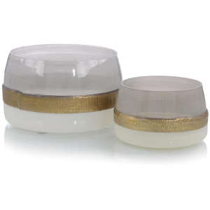 Opaque Frosted Champagne Glass Bowls - Set of 2