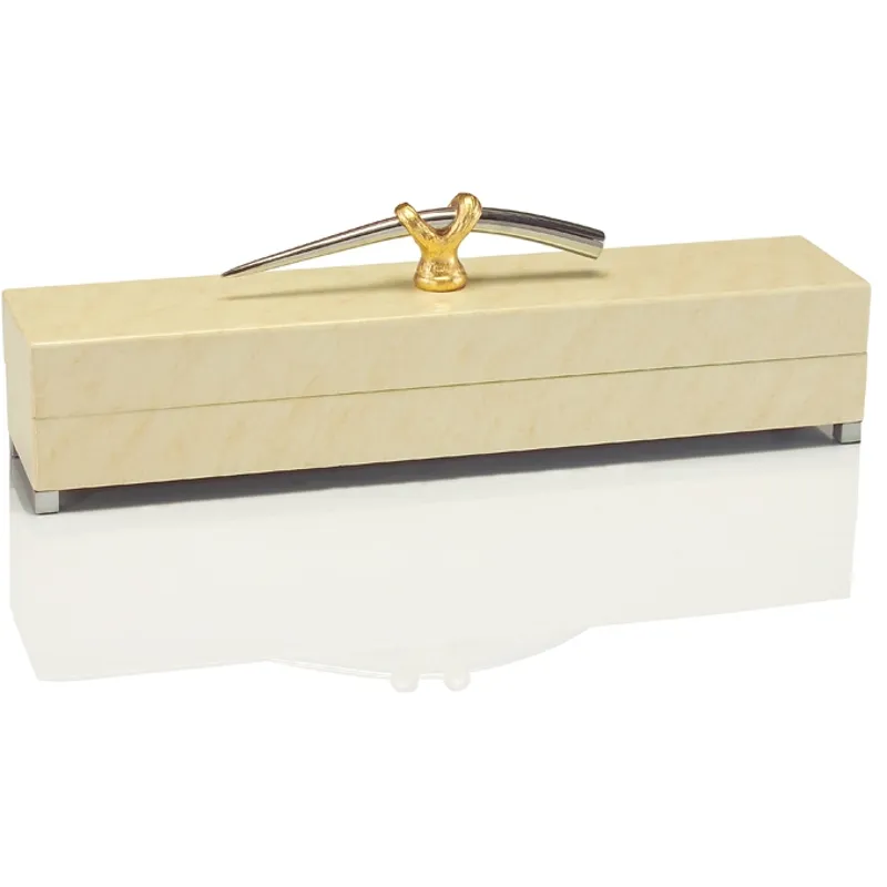 75X5X24 Cream Box W/ Gold/Nickel Handle