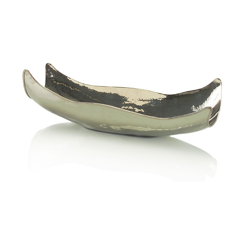 7X23X7 Silver plated bowl with hand-hammered texturing