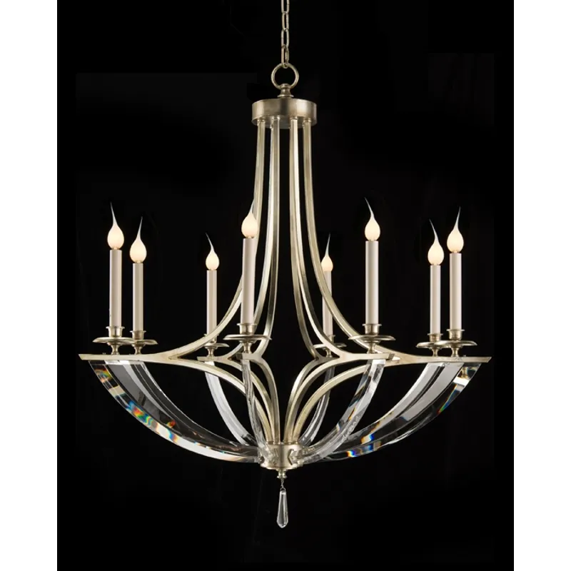 X Eight Lt Bent Crystal Chandelier