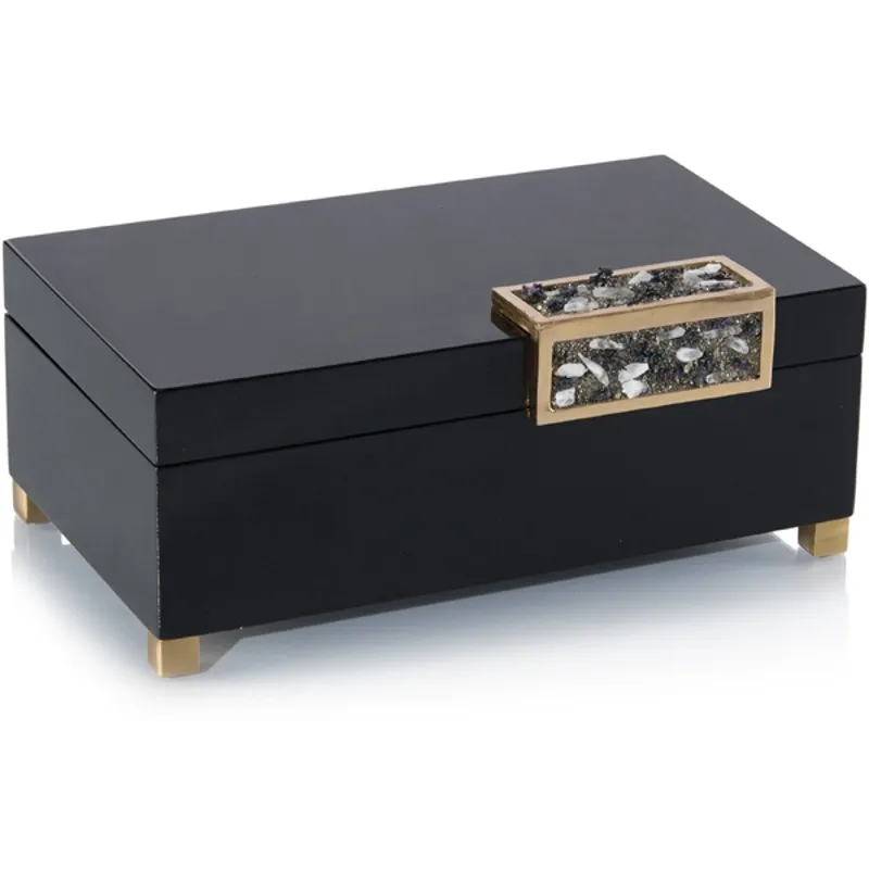 5X12X7 Black Box W/Silver Stone Accent
