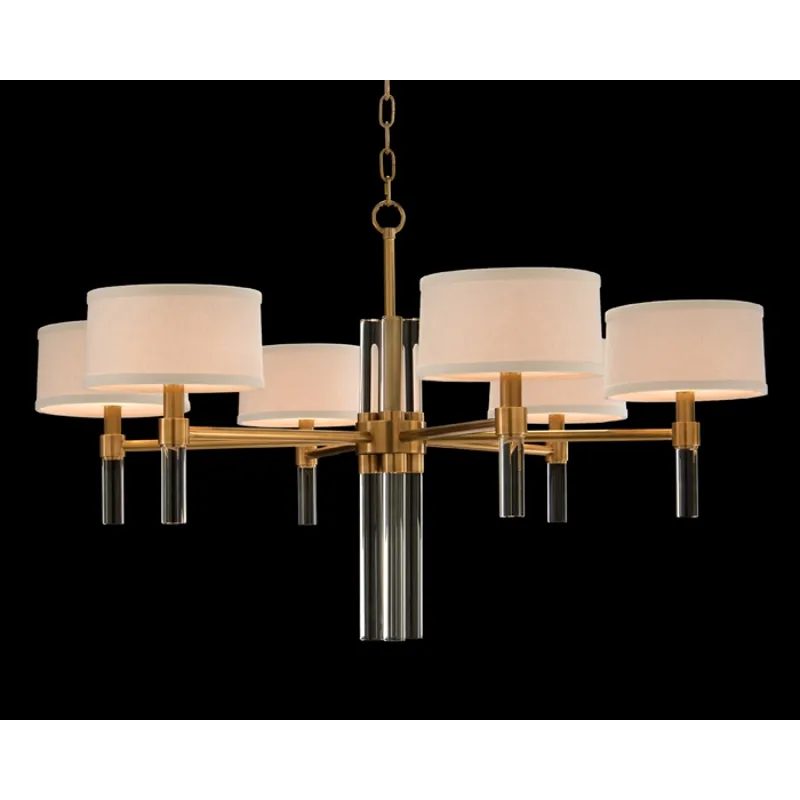 X Six Light Glass Spear Chandelier