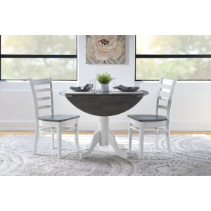 3 PC Dining Set in Heather Gray & White