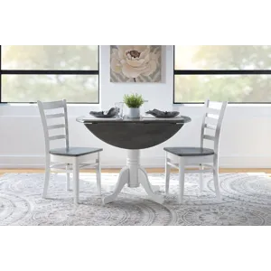 3 PC Dining Set in Heather Gray & White