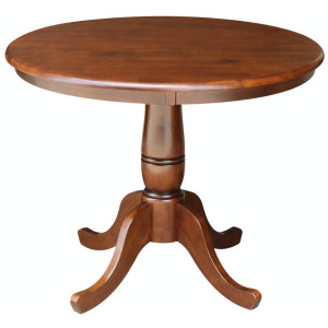 36'' Round Table Top w/30"H Traditional Pedestal in Espresso