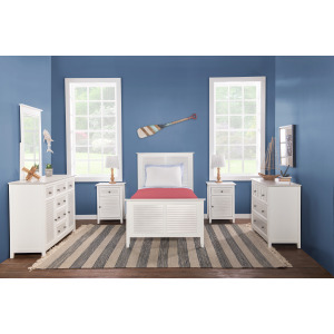 Tykes Bedroom - Chalk & White High Tide 90° Twin Bed