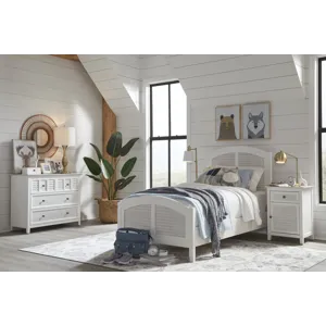 Tykes Bedroom - Chalk & White High Tide Arch Twin Bed