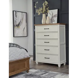 Vista Bedroom - Vista 5 Drawer Chest in Hickory and Shell