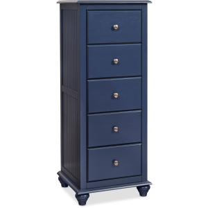 Cottage Bedroom - 5 Drawer Narrow Chest in Denim