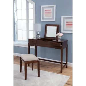 Tykes Collection- Upholstered Vanity Bench in Espresso