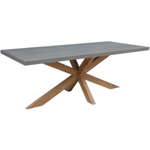 PARKS: Outdoor Living - Gray Rectangular Table Top w/ Teak Leg Base