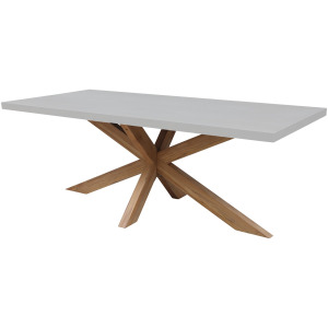 PARKS: Outdoor Living - White Rectangular Table Top w/ Teak Leg Base