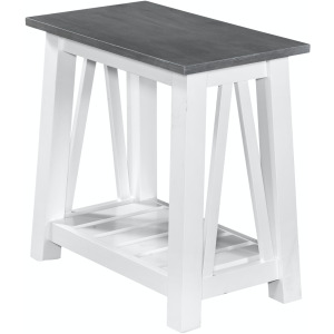 Home Accents - Surrey Narrow End Table in Heather Gray and White