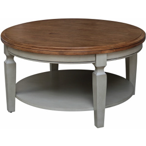 Home Accents - Vista Round Coffee Table in Hickory & Stone